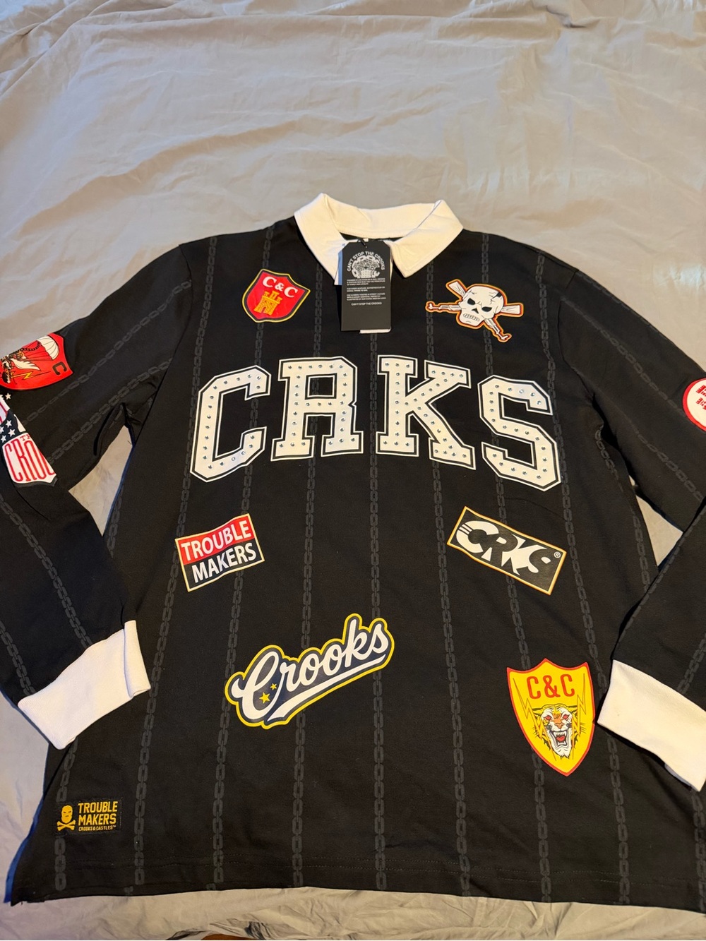 Crooks & Castles Black rugby button up